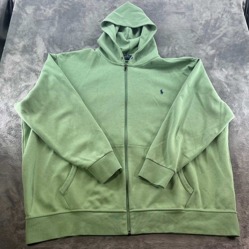 Polo Ralph Lauren Mens Green Full Zip Hoodie Sweatshirt Big and Tall 4XB 4TG